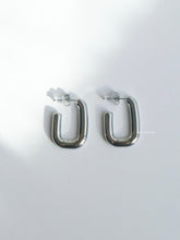 Load image into Gallery viewer, Silver Open Round Rectangle Earrings - Waterproof