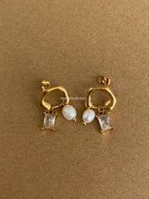 Load image into Gallery viewer, White Two Mixed Drop Earrings - Waterproof
