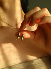 Load image into Gallery viewer, Bamboo Initial Charm Necklace - Waterproof