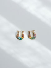 Load image into Gallery viewer, Rainbow CZ Huggie Earrings - Waterproof