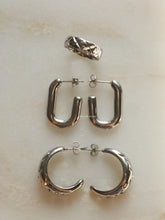Load image into Gallery viewer, Silver Open Round Rectangle Earrings - Waterproof