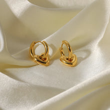 Load image into Gallery viewer, 14K Two Heart Earrings - Waterproof