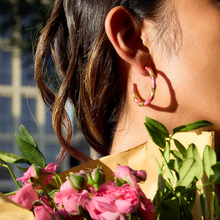 Load image into Gallery viewer, Pinky Round Bamboo Earrings - Waterproof