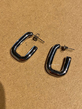 Load image into Gallery viewer, Silver Open Round Rectangle Earrings - Waterproof