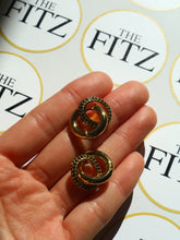 Load image into Gallery viewer, Two Green Circle Ring Drop Earrings - Waterproof