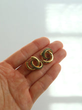 Load image into Gallery viewer, Two Green Circle Ring Drop Earrings - Waterproof