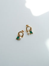 Load image into Gallery viewer, Green Twodrop Earrings - Waterproof