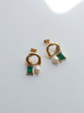 Load image into Gallery viewer, Green Twodrop Earrings - Waterproof