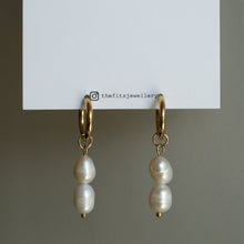 Load image into Gallery viewer, Two Pearl Drop Earrings - Waterproof