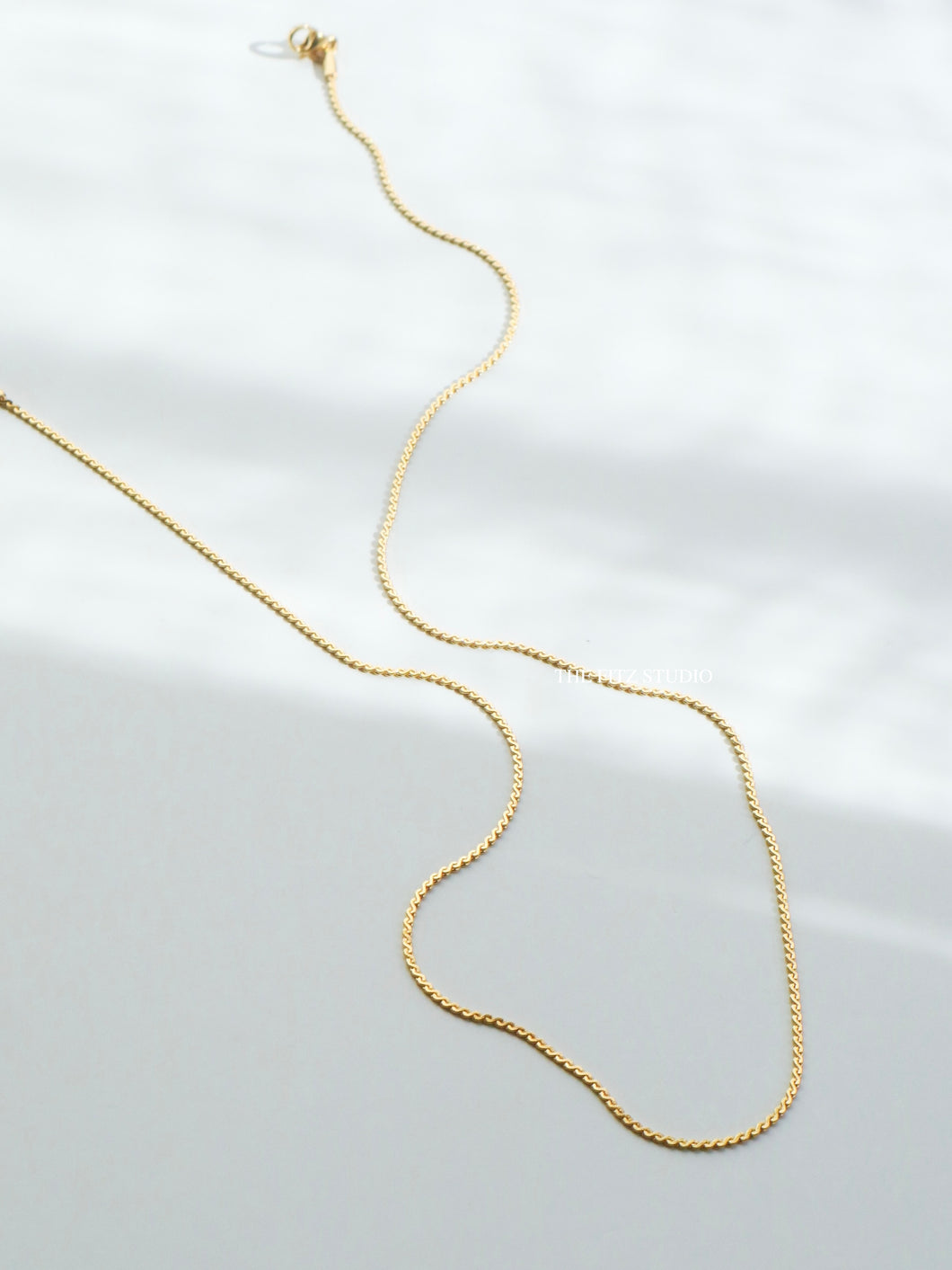 1mm Minimalist Herringbone Chain Necklace - Waterproof