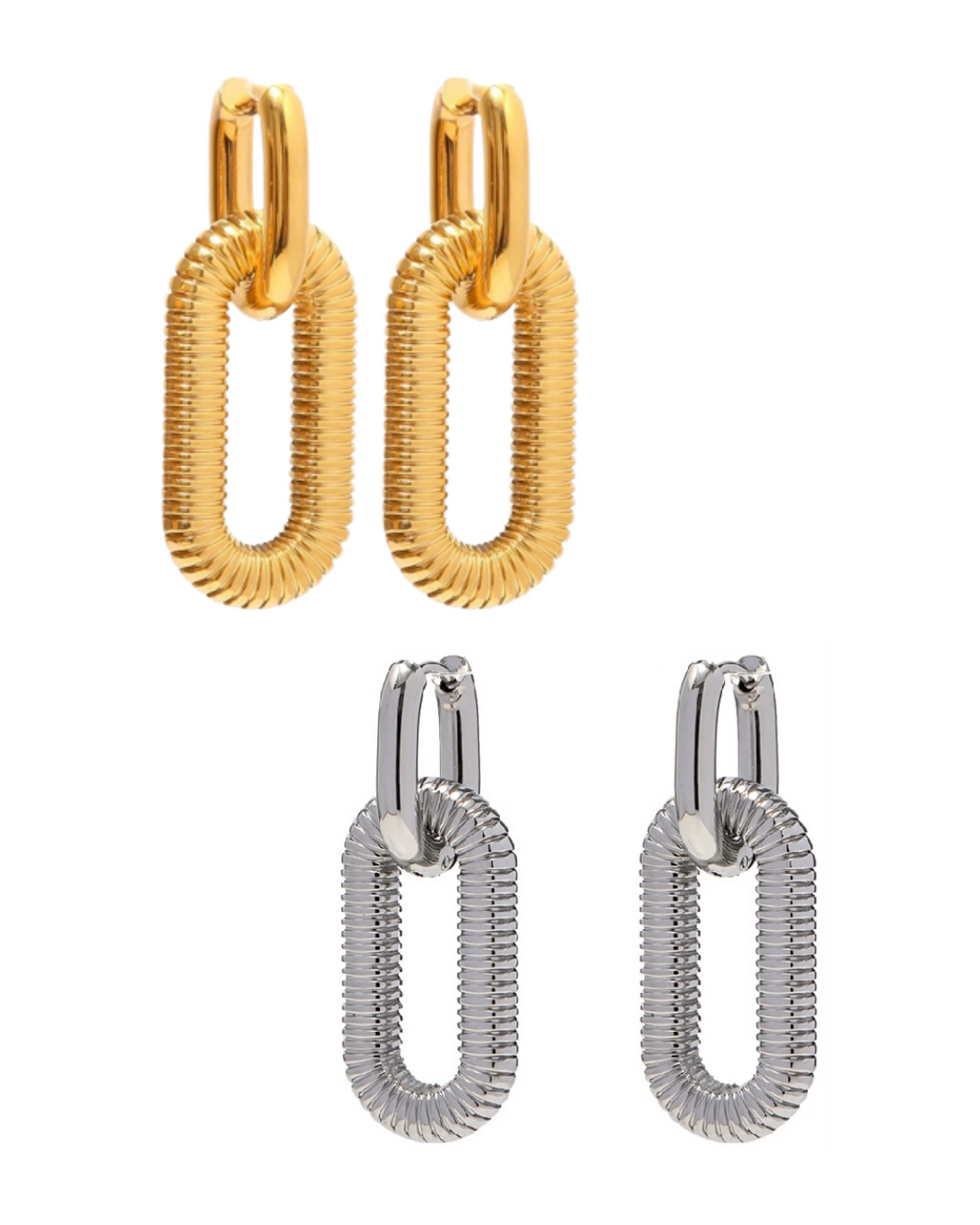Rectangle Link Hoop Earrings (2 Colors)