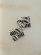Load image into Gallery viewer, Silver Square Chip Earrings - Waterproof

