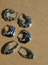 Load image into Gallery viewer, Silver Chunky Heart Hoop Earrings
