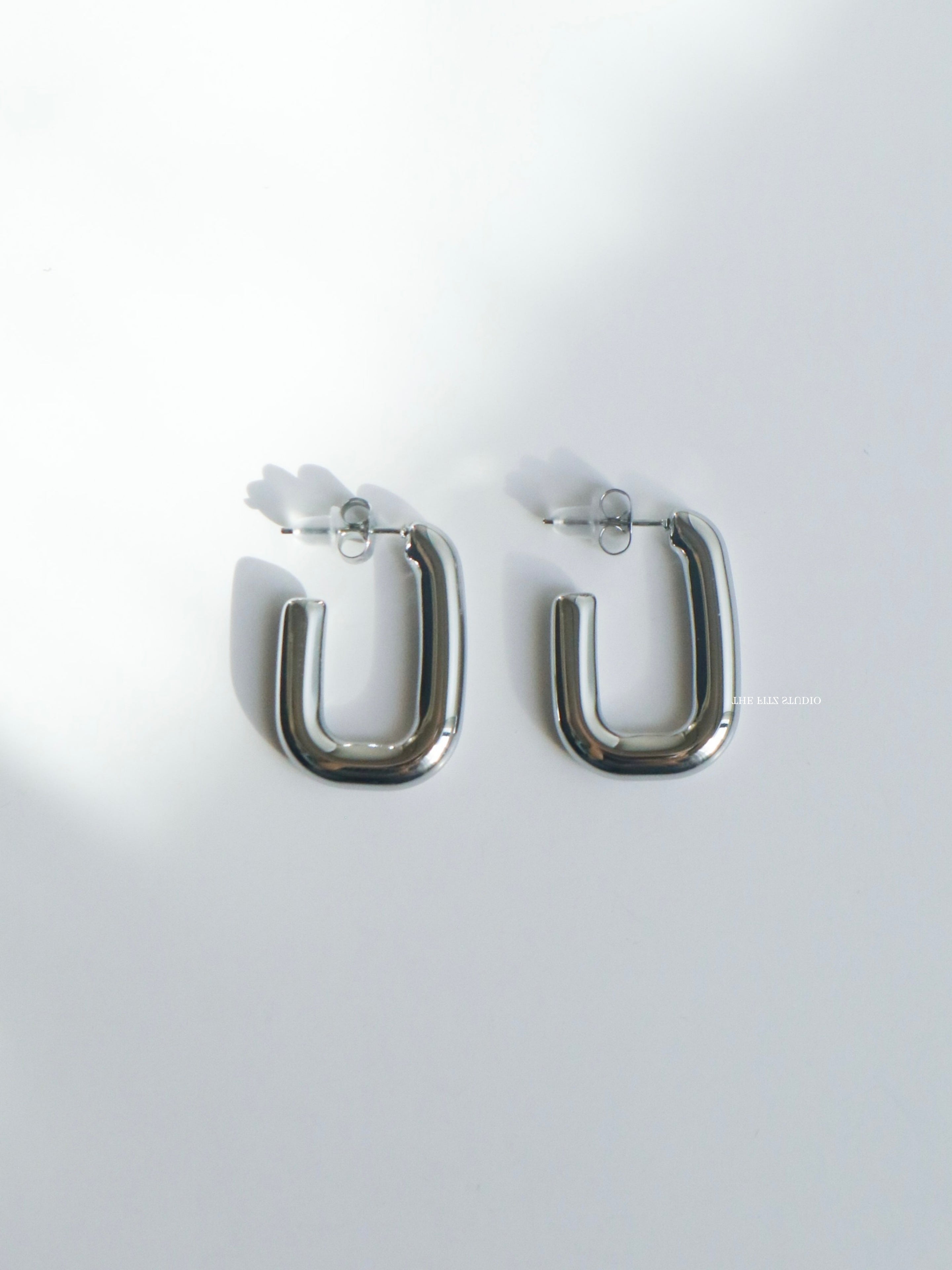 Rectangular Rounded Earrings Silver Open Round Rectangle Earrings - Waterproof – The Fitz Studio