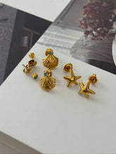 Load image into Gallery viewer, Emerald Arc Stud Earrings - Waterproof
