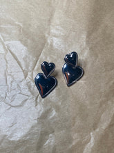 Load image into Gallery viewer, Silver Double Heart Drop Earrings
