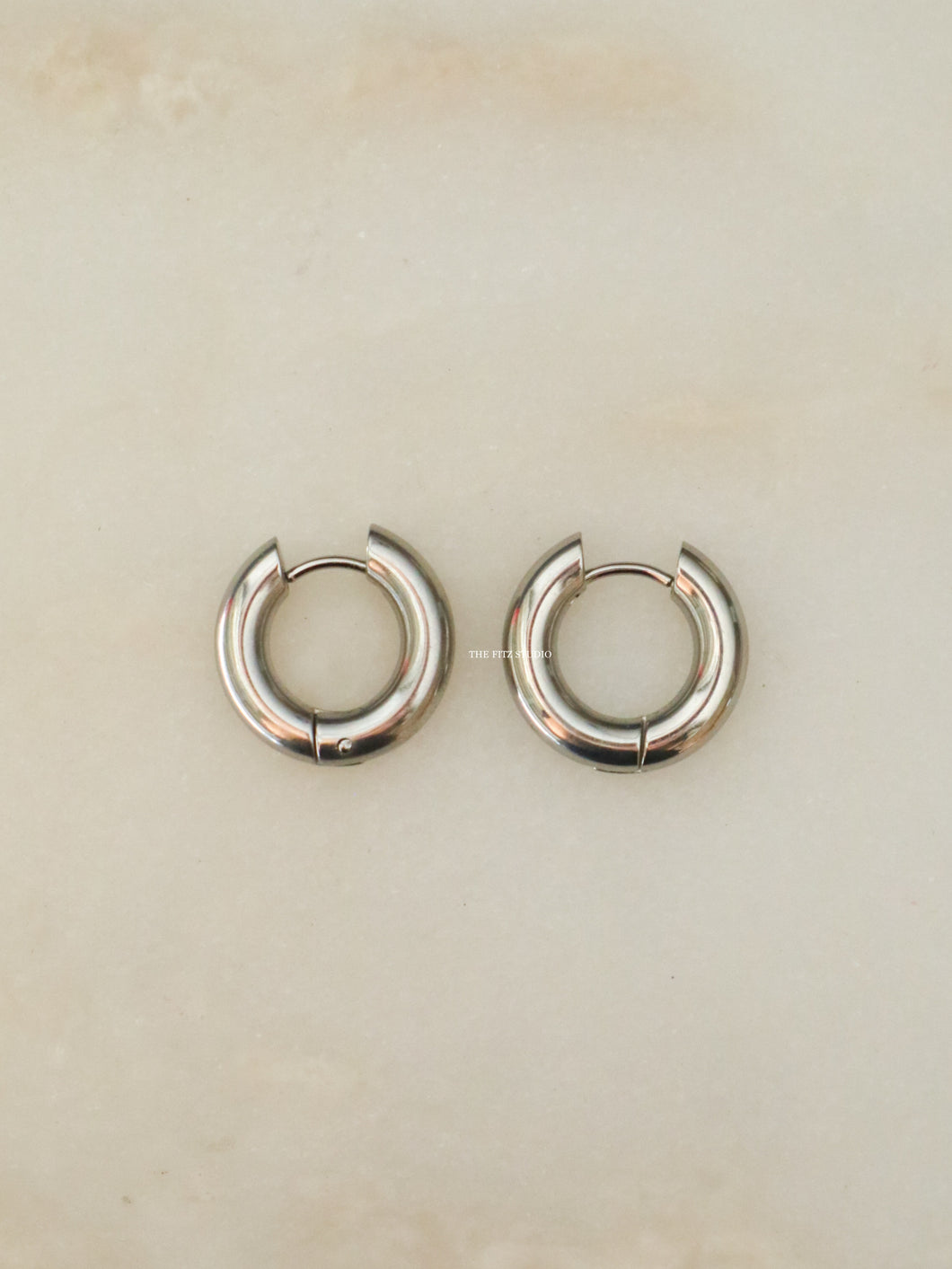 Silver 14mm Hoek Hoop Earrings - Waterproof