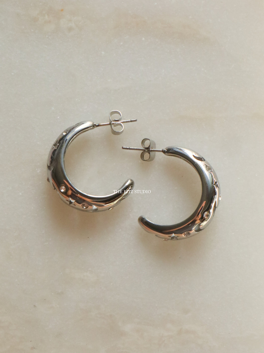 Silver Sweet Moon Earrings - Waterproof