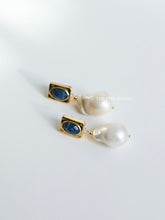 Load image into Gallery viewer, Brass Big Freshwater Pearl Earrings
