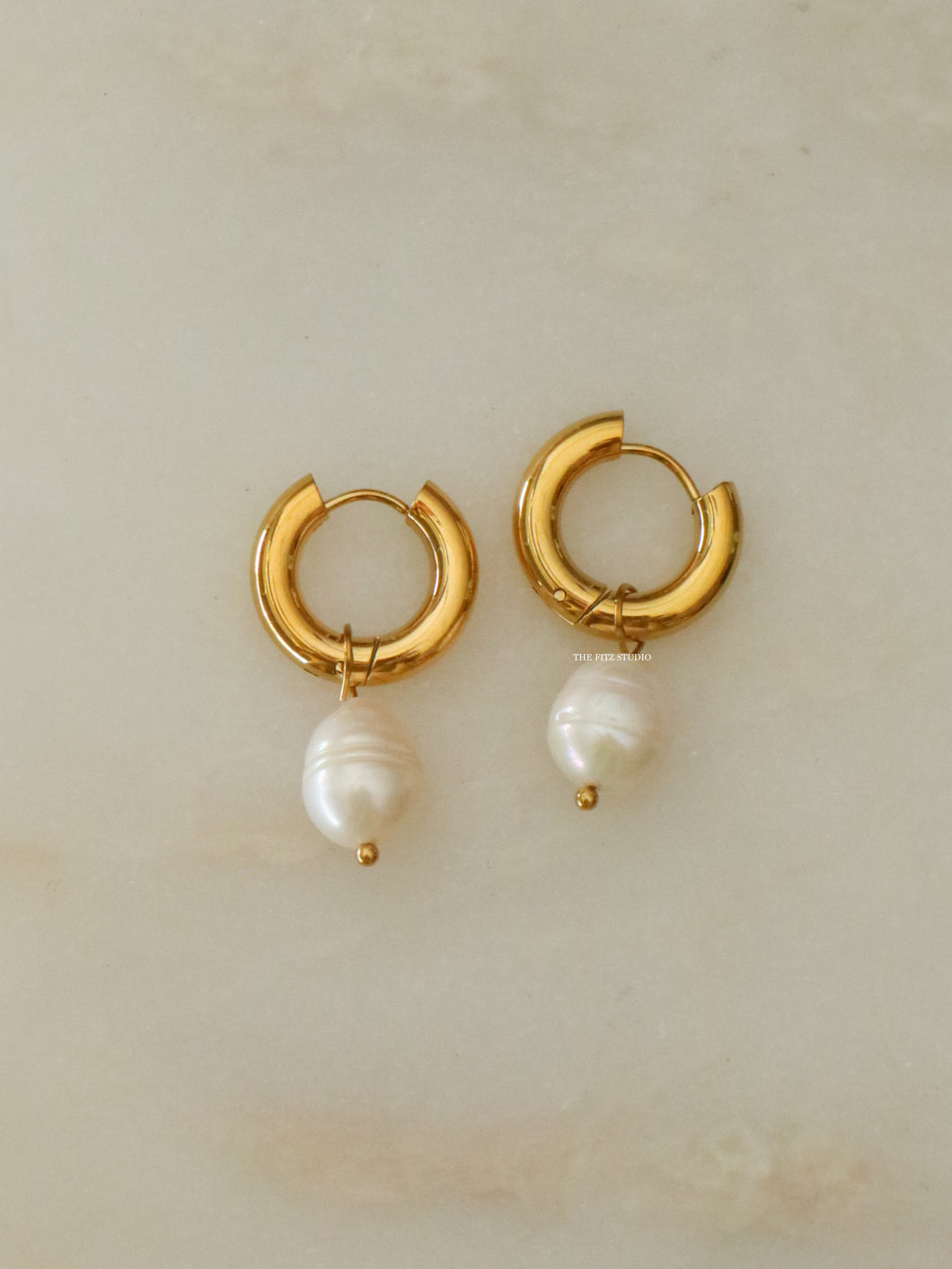 Aveline Pearl Charm Earrings - Waterproof