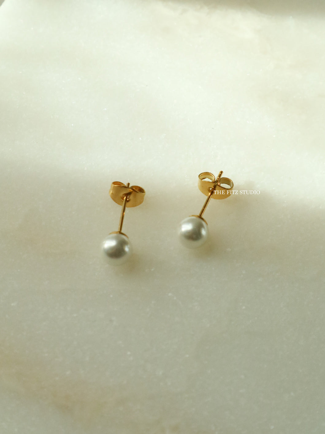 Peach Pearl Stud Earrings - Waterproof