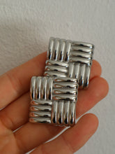 Load image into Gallery viewer, Silver Square Chip Earrings - Waterproof

