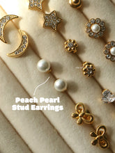 Load image into Gallery viewer, Peach Pearl Stud Earrings - Waterproof
