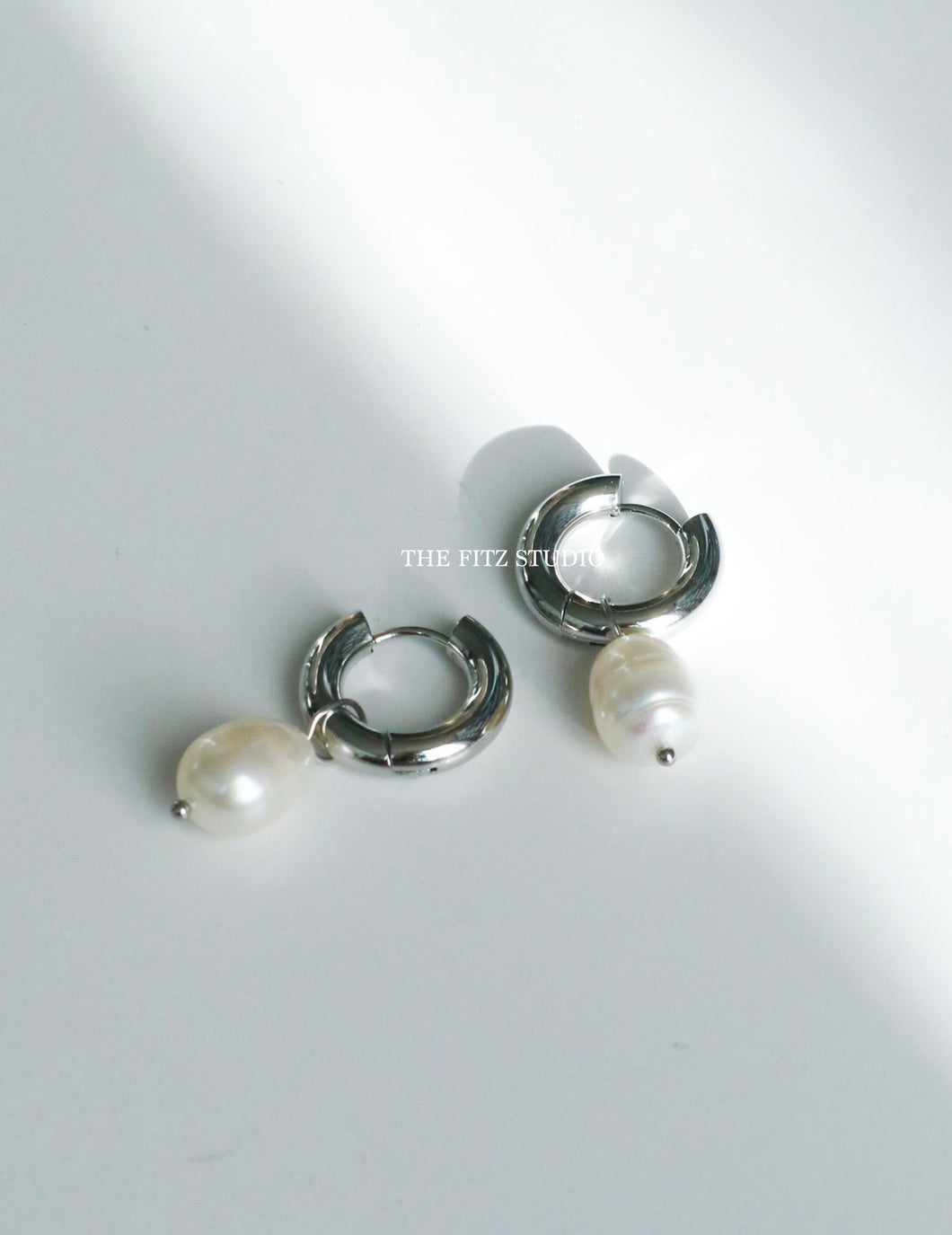 Steel Pearl Drop Earrings