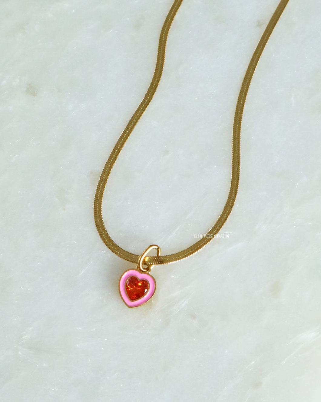 Pink Pitt Herringbone Necklace - Waterproof