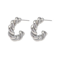 Load image into Gallery viewer, Twisted Silver Cuff Earrings
