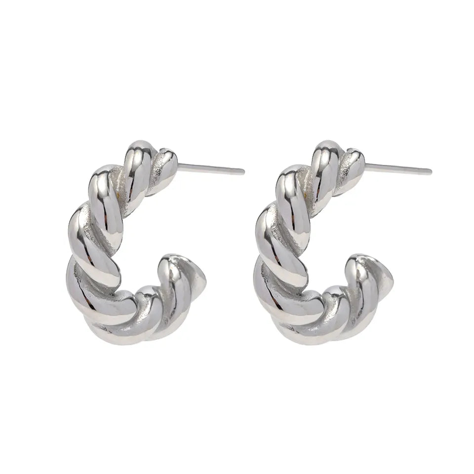 Twisted Silver Cuff Earrings