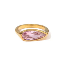 Load image into Gallery viewer, Pink Waterdrop CZ Ring

