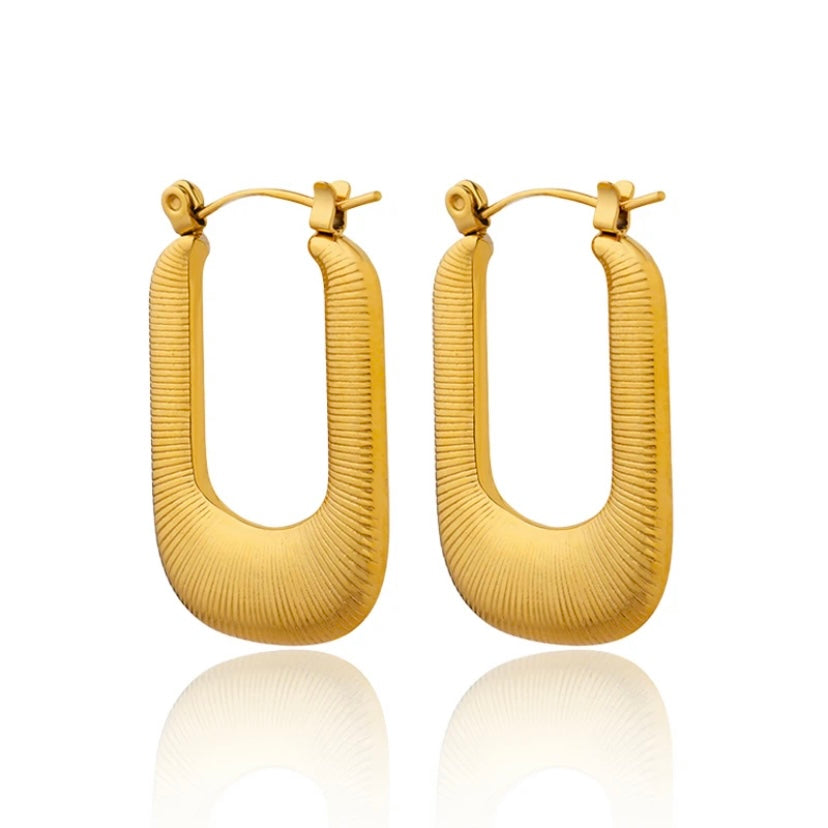 Long U-shaped Gold Earrings - Waterproof – The Fitz Studio