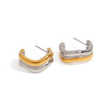 Load image into Gallery viewer, Silver Eriana Curve Earrings - Waterproof
