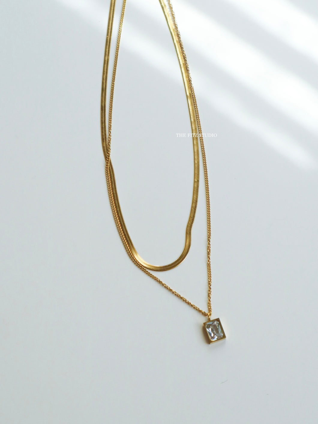 2 Layered Rectangle Cubic Necklace