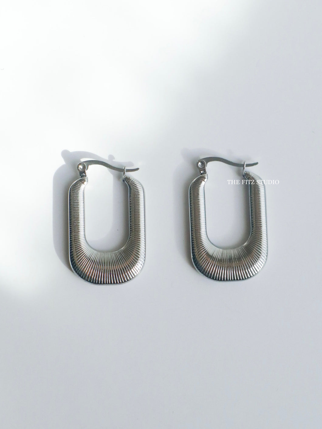 Long U-shaped Silver Earrings