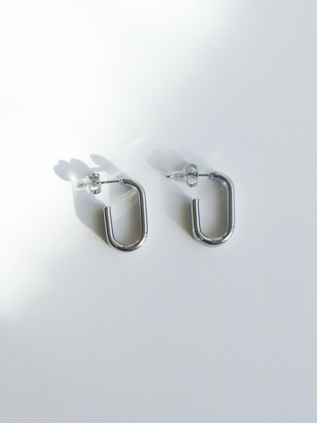 Silver Layered Round Rectangle Earrings