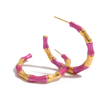 Load image into Gallery viewer, Pinky Round Bamboo Earrings - Waterproof
