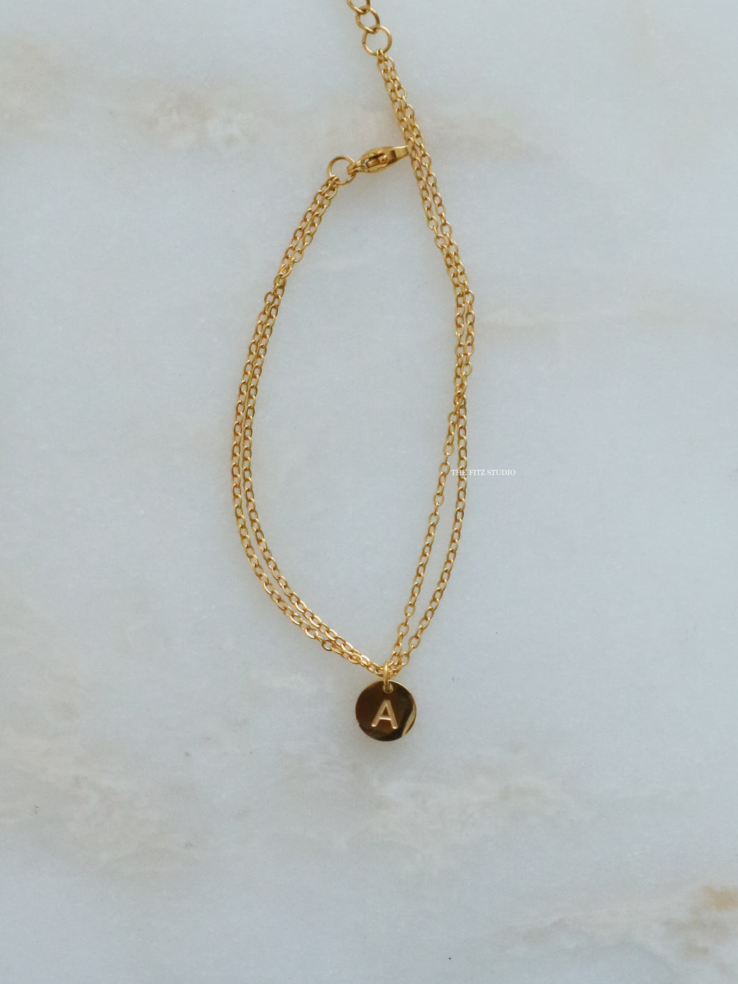 Round Initial Charm Bracelet - Waterproof