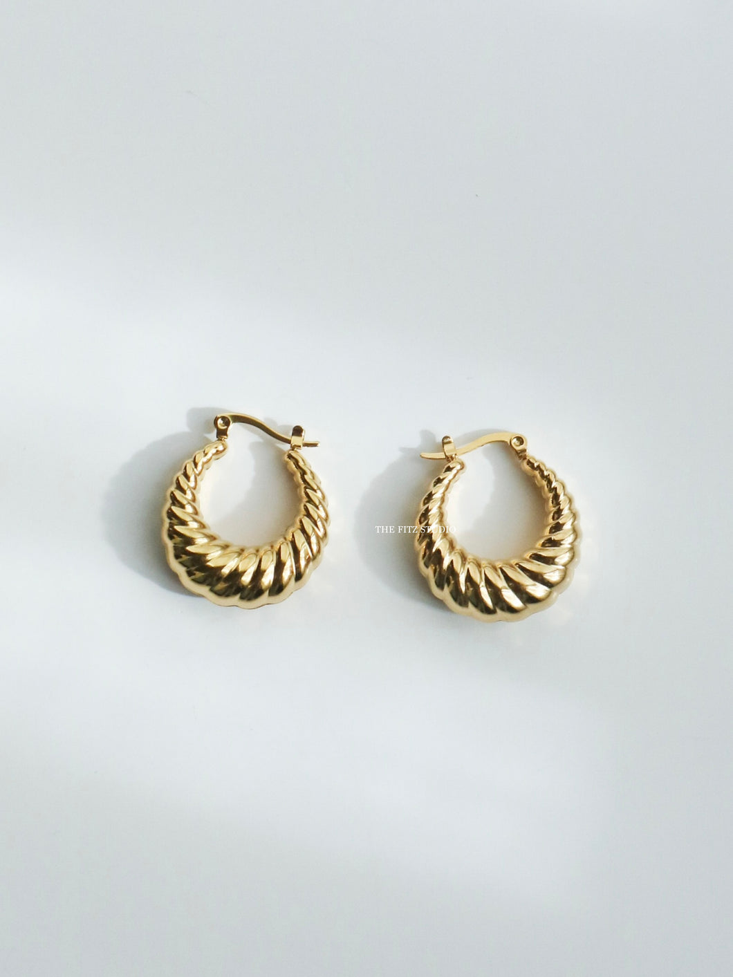 Thick Round Teardrop Gold  Earrings