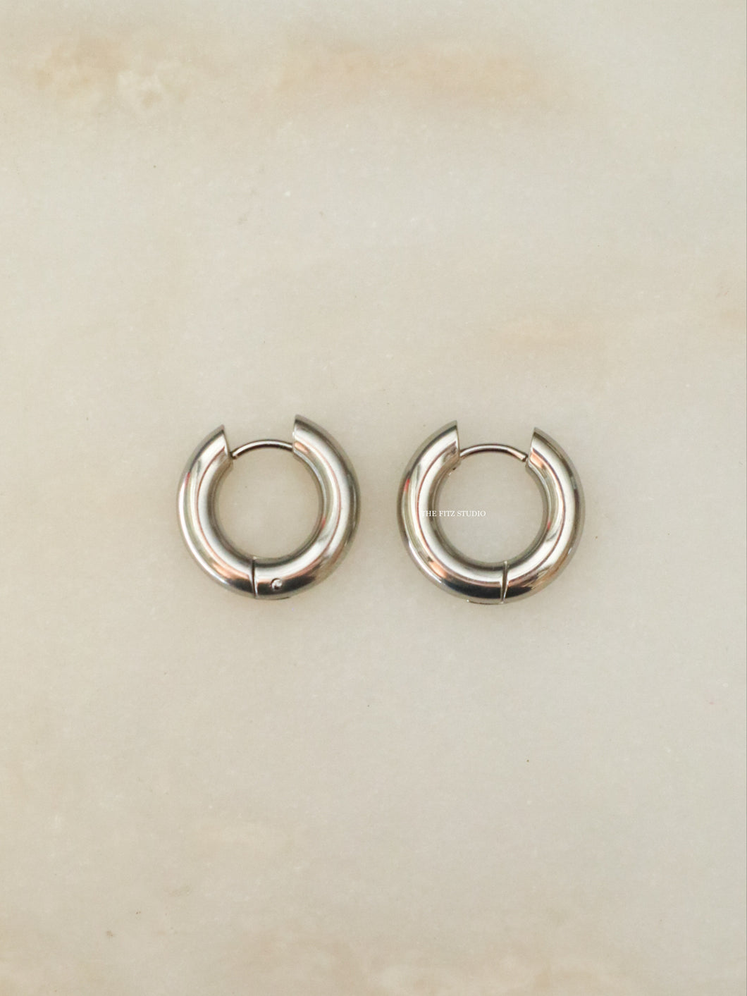 Silver 10mm Hoek Hoop Earrings - Waterproof