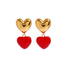 Load image into Gallery viewer, Spanish Red Heart Drop Earrings - Waterproof
