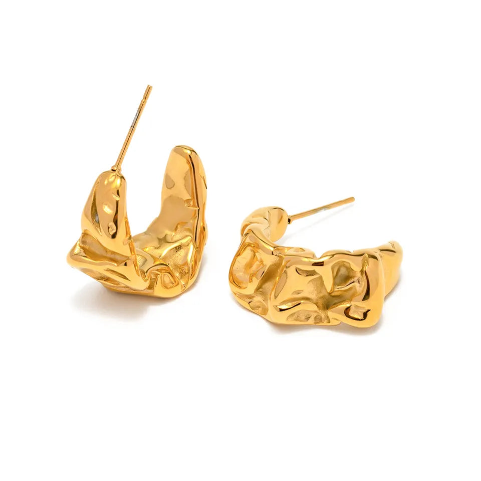 Gold Crumpled Cuff Earrings