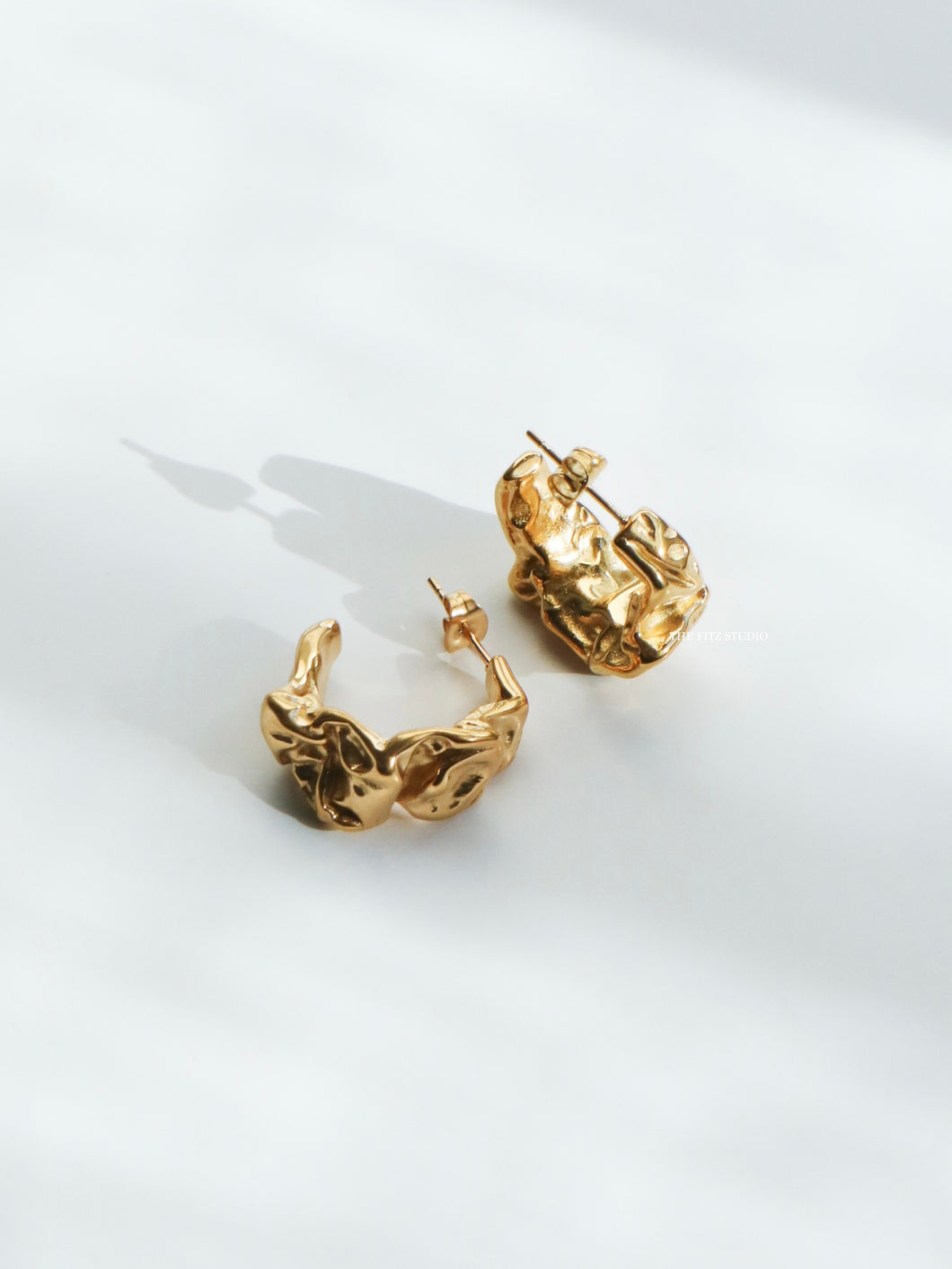 Gold Crumpled Cuff Earrings