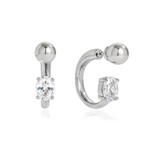 Load image into Gallery viewer, Silver Geometric C Hoop Earrings - Waterproof
