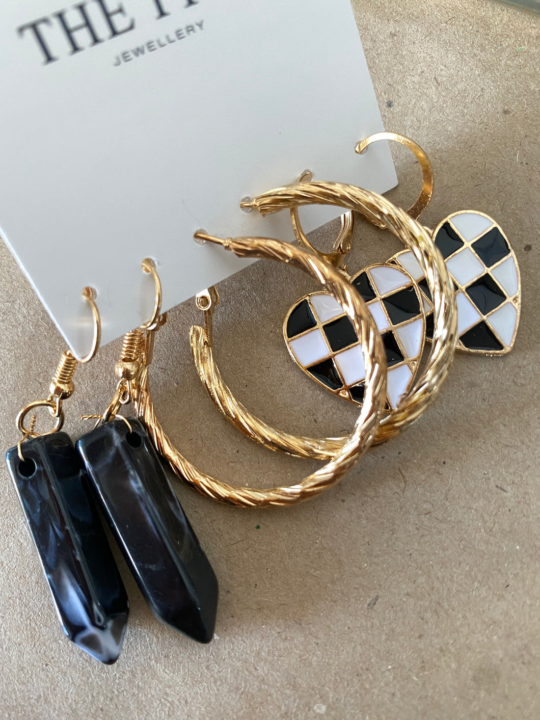 3pcs Black Drop Earrings Set