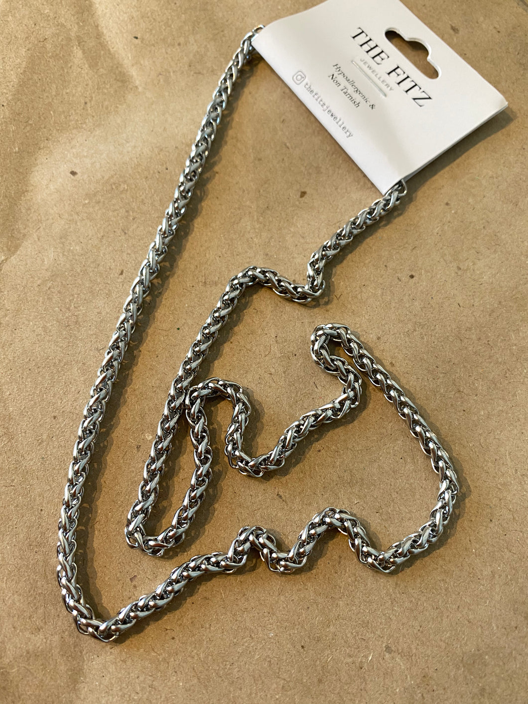 Unisex Silver Slim Rope Chain Necklace