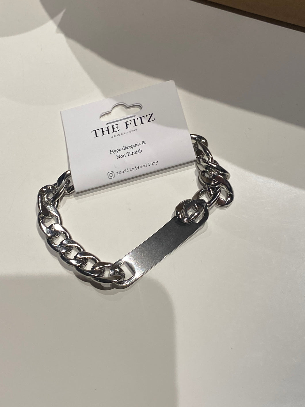Silver Flat Rectangle Charm Bracelet