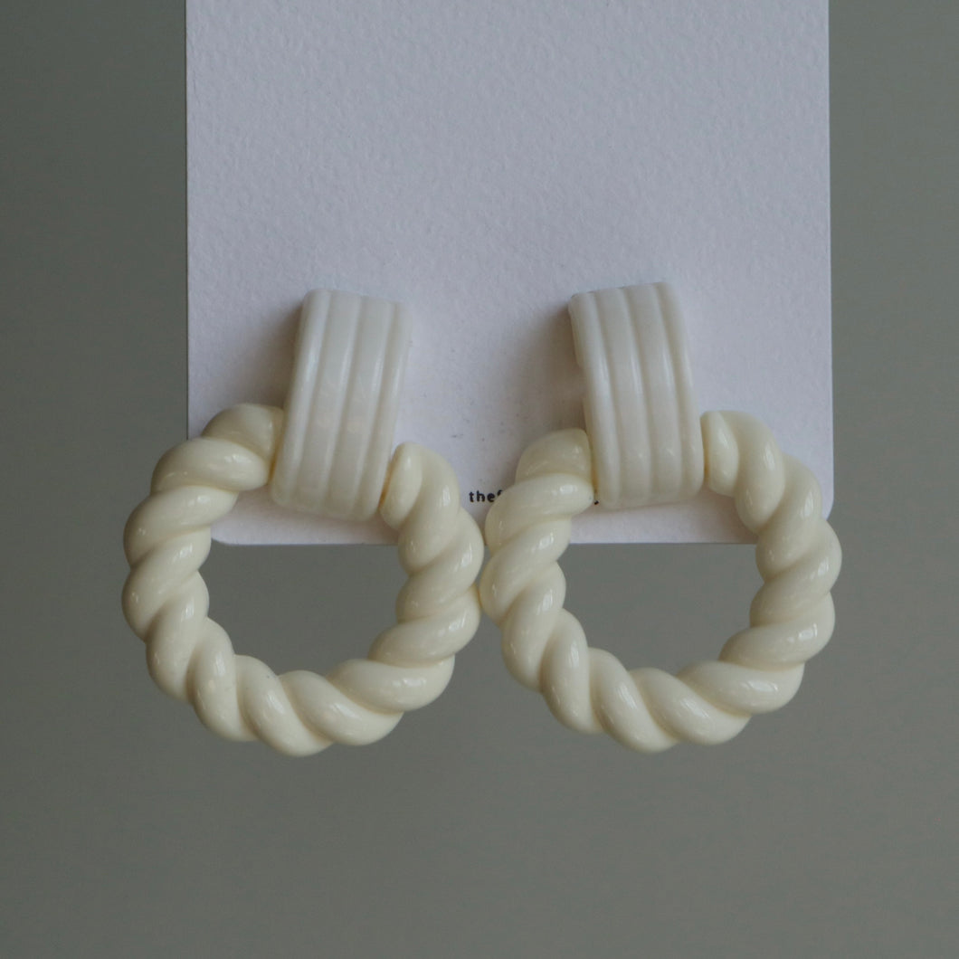White Knot Drop Earrings