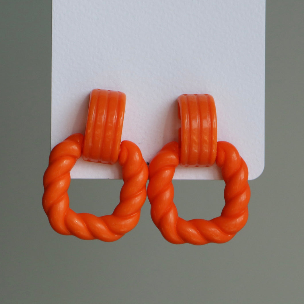 Orange Knot Drop Earrings
